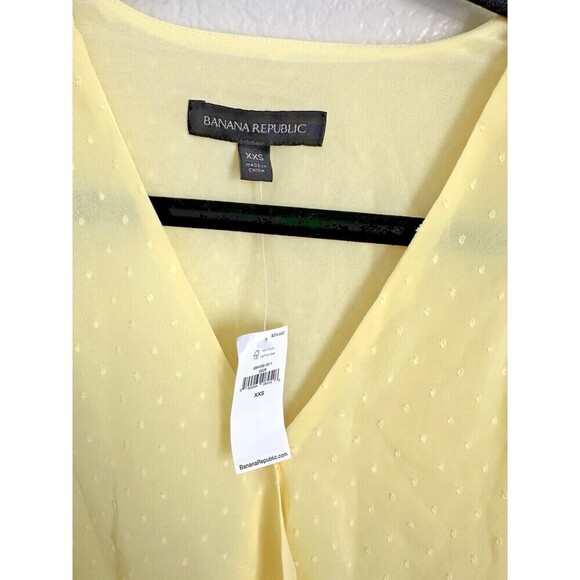 NEW Banana Republic Chiffon Wrap Top Women's Size XXS Banana Pudding Long Sleeve - Picture 3 of 5